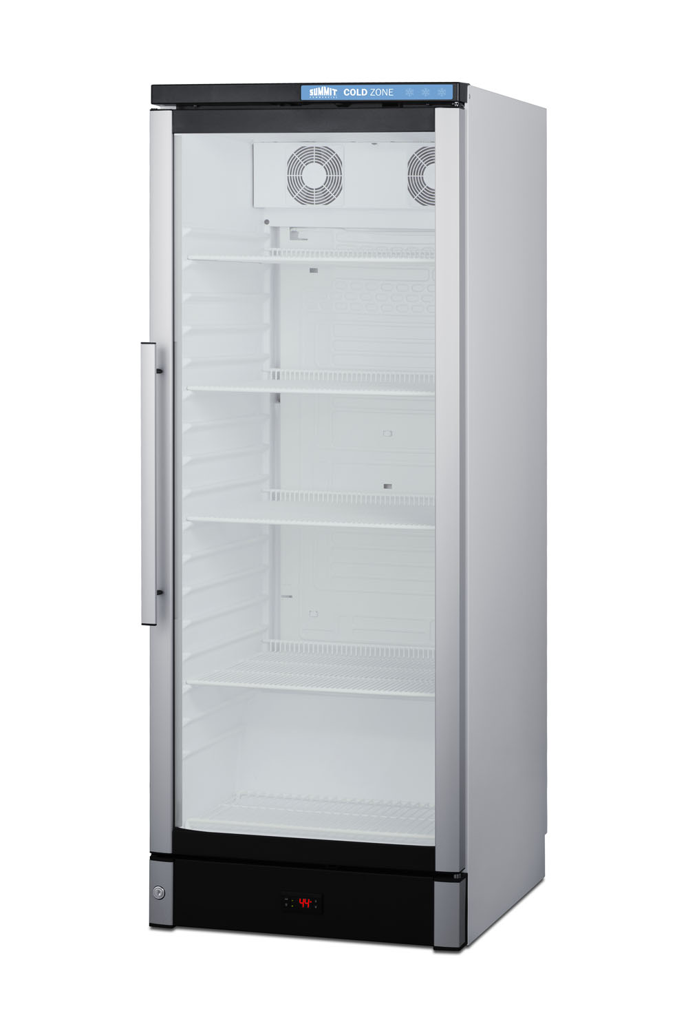 Commercial glass door beverage center with lock